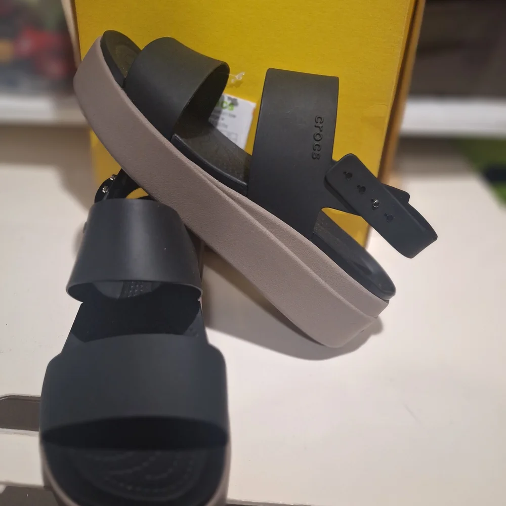 Crocs Brooklyn Wedge Black Sandals - Picture 3 of 6